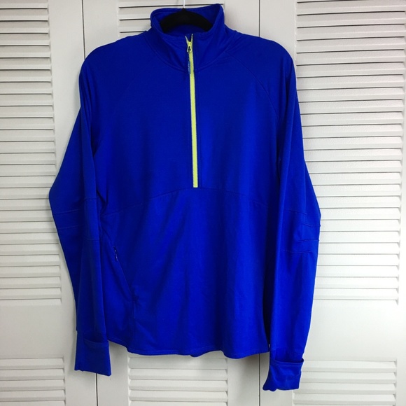 Athleta Tops - Athleta  Blue Sport Plush Tech Half Zip Pullover